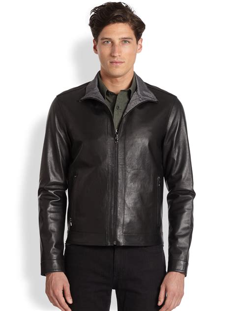 men's michael kors jacket windbreakr black|Michael Kors leather jacket.